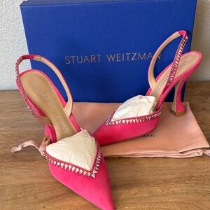 Stuart Weitzman Fuchsia Suede Embellished Heels